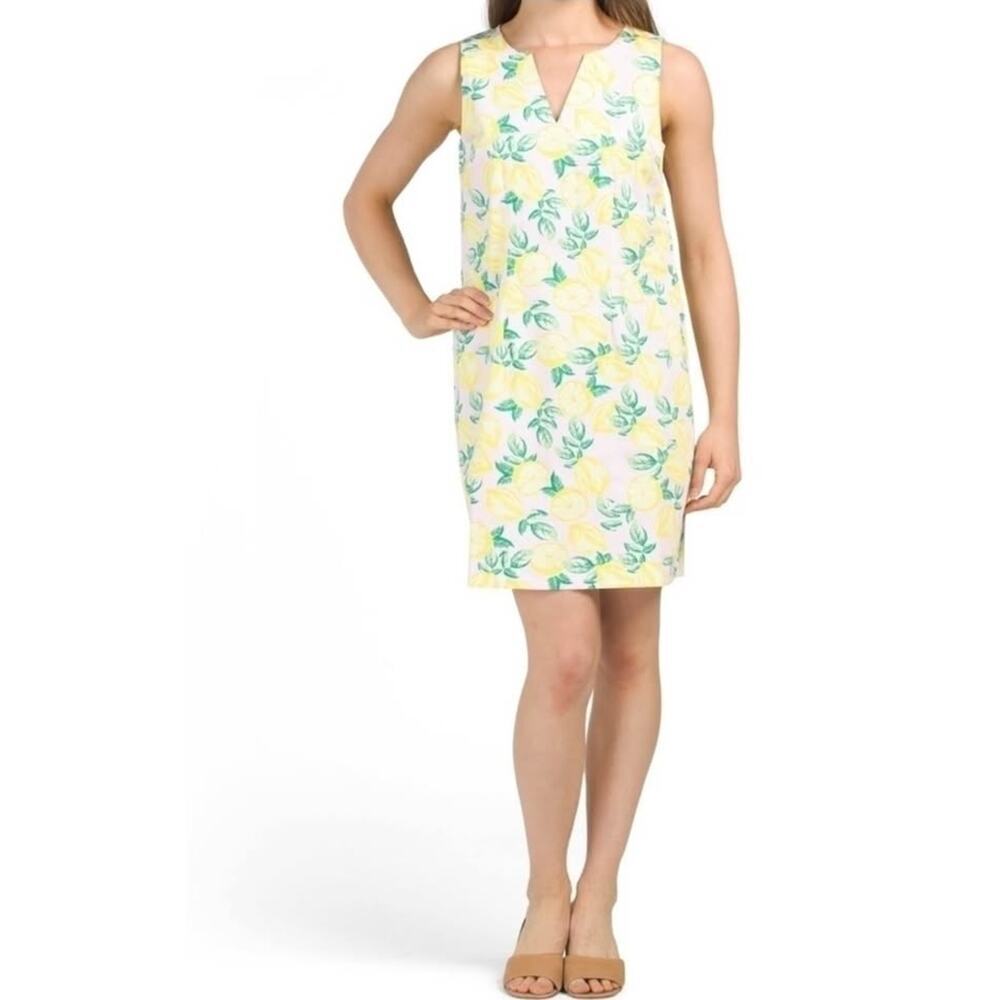 Cynthia Rowley Size 6 Medium Pink & Yellow Lemon Print Sleeveless Shift Dress